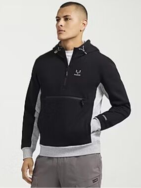Messi Collection 1/4 Zip Black And Gray Hoodie - Mens Sz Large